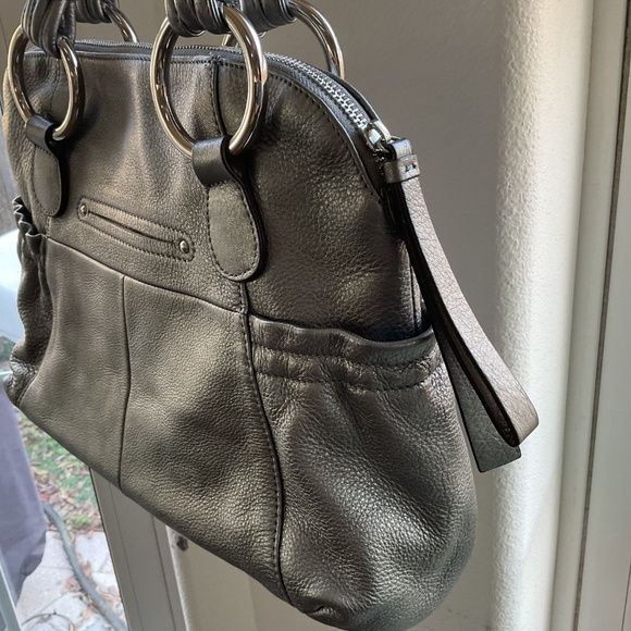 B. Makowsky Silver Metalic Leather Satchel Handbag “Like New” - Picture 6 of 11